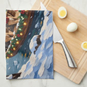 Wire Fox Terrier Kerstboot Vakantie Theedoek (Quarter Fold)