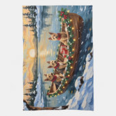 Wire Fox Terrier Kerstboot Vakantie Theedoek (Verticaal)