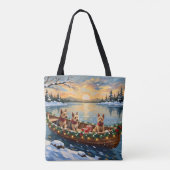 Wire Fox Terrier Kerstboot Vakantie Tote Bag (Achterkant)
