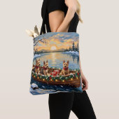 Wire Fox Terrier Kerstboot Vakantie Tote Bag (Dichtbij)