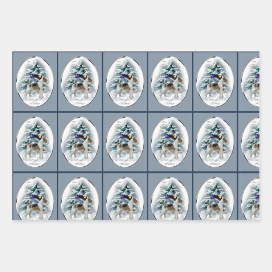 Wire Fox Terrier-kerstcadeautjes Inpakpapier Vel (Voorkant 3)
