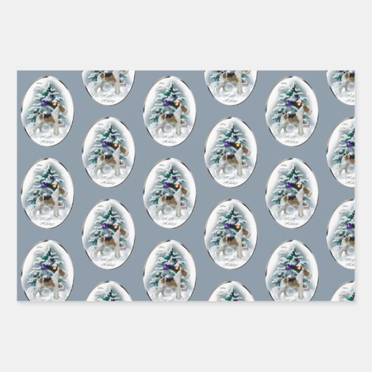 Wire Fox Terrier-kerstcadeautjes Inpakpapier Vel (Voorkant)