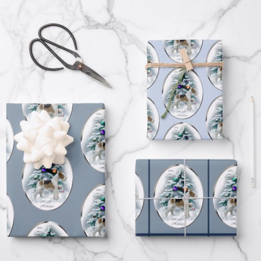 Wire Fox Terrier-kerstcadeautjes Inpakpapier Vel (Voorkant)