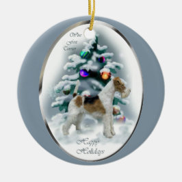 Wire Fox Terrier-kerstcadeautjes Keramisch Ornament
