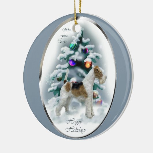 Wire Fox Terrier-kerstcadeautjes Keramisch Ornament (Links)
