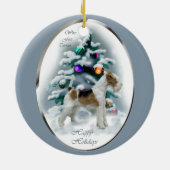 Wire Fox Terrier-kerstcadeautjes Keramisch Ornament (Achterkant)
