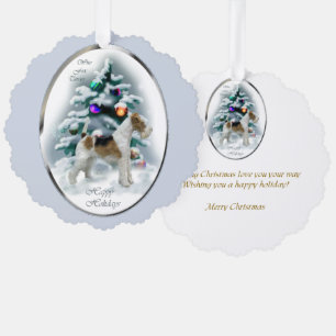 Wire Fox Terrier-kerstcadeautjes Ornament Kaart
