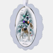 Wire Fox Terrier-kerstcadeautjes Ornament Kaart (Links)