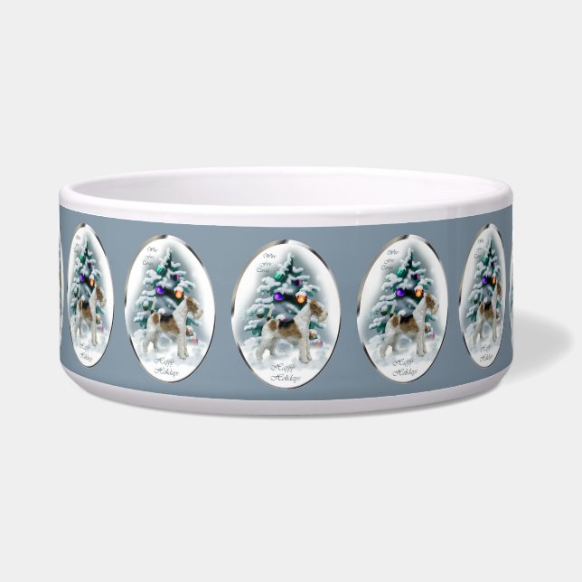 Wire Fox Terrier Kersthond Bowl Voerbakje (Voorkant)