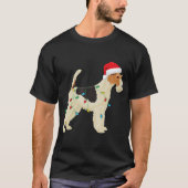 Wire Fox Terrier-kerstlampjes Santa Hat Dog Xm T-shirt (Voorkant)