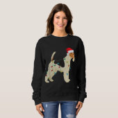 Wire Fox Terrier-kerstlampjes Santa Hat Dog Xm Trui (Voorkant volledig)