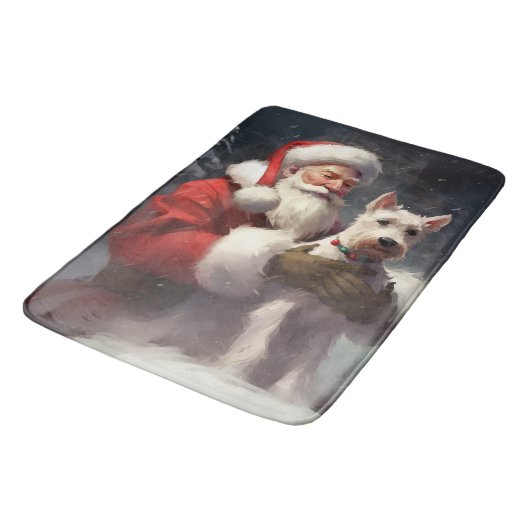 Wire Fox Terrier Kerstman Feestelijke Kerstmis Badmat (Gekanteld)