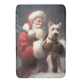 Wire Fox Terrier Kerstman Feestelijke Kerstmis Badmat (Voorkant Verticaal)