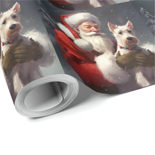 Wire Fox Terrier Kerstman Feestelijke Kerstmis Cadeaupapier (Rol Hoek)