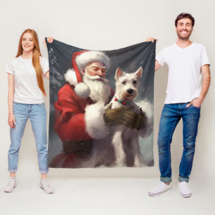 Wire Fox Terrier Kerstman Feestelijke Kerstmis Fleece Deken