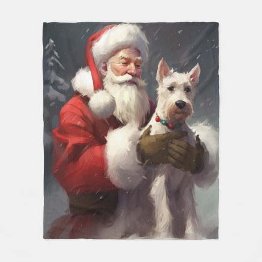 Wire Fox Terrier Kerstman Feestelijke Kerstmis Fleece Deken (Voorkant)