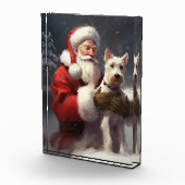 Wire Fox Terrier Kerstman Feestelijke Kerstmis Fotoblokken (Rechts)