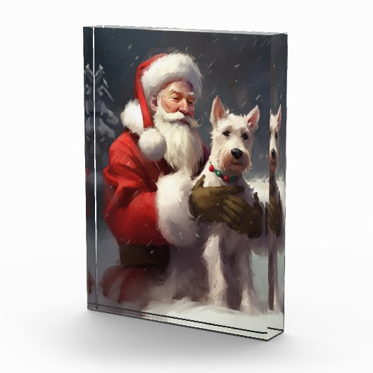 Wire Fox Terrier Kerstman Feestelijke Kerstmis Fotoblokken (Rechts)