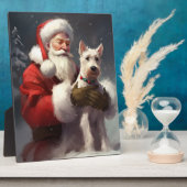 Wire Fox Terrier Kerstman Feestelijke Kerstmis Fotoplaat (Zijkant)