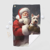 Wire Fox Terrier Kerstman Feestelijke Kerstmis Golfhanddoek (Insitu)