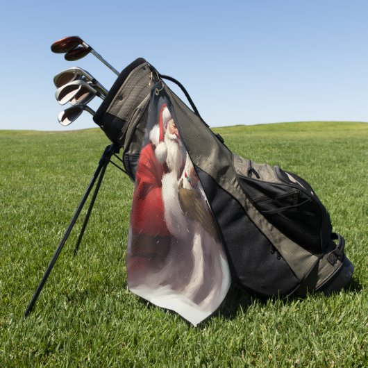 Wire Fox Terrier Kerstman Feestelijke Kerstmis Golfhanddoek (Groen)