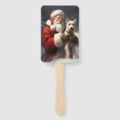 Wire Fox Terrier Kerstman Feestelijke Kerstmis Handwaaier (Achterkant)