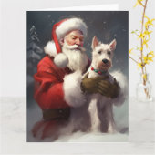 Wire Fox Terrier Kerstman Feestelijke Kerstmis Kaart (Gele Bloem)