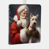Wire Fox Terrier Kerstman Feestelijke Kerstmis Keramisch Ornament (Rechts)