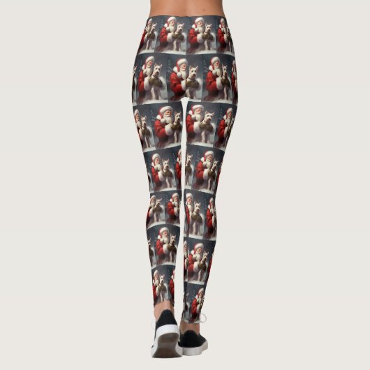 Wire Fox Terrier Kerstman Feestelijke Kerstmis Leggings (Achterkant)