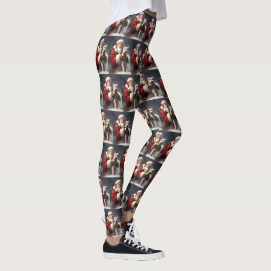 Wire Fox Terrier Kerstman Feestelijke Kerstmis Leggings (Rechts)