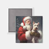Wire Fox Terrier Kerstman Feestelijke Kerstmis Magneet (Voorkant / Achterkant)