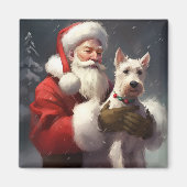 Wire Fox Terrier Kerstman Feestelijke Kerstmis Magneet (Voorkant)