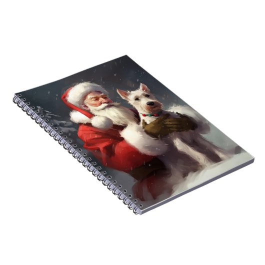 Wire Fox Terrier Kerstman Feestelijke Kerstmis Notitieboek (Rechterzijde)