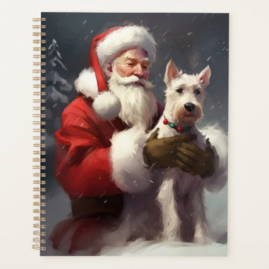 Wire Fox Terrier Kerstman Feestelijke Kerstmis Planner (Voorkant)