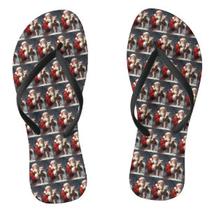 Wire Fox Terrier Kerstman Feestelijke Kerstmis Teenslippers