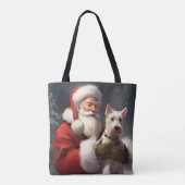 Wire Fox Terrier Kerstman Feestelijke Kerstmis Tote Bag (Achterkant)