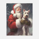 Wire Fox Terrier Kerstman Festive Kerstmis Fleece Deken (Voorkant)