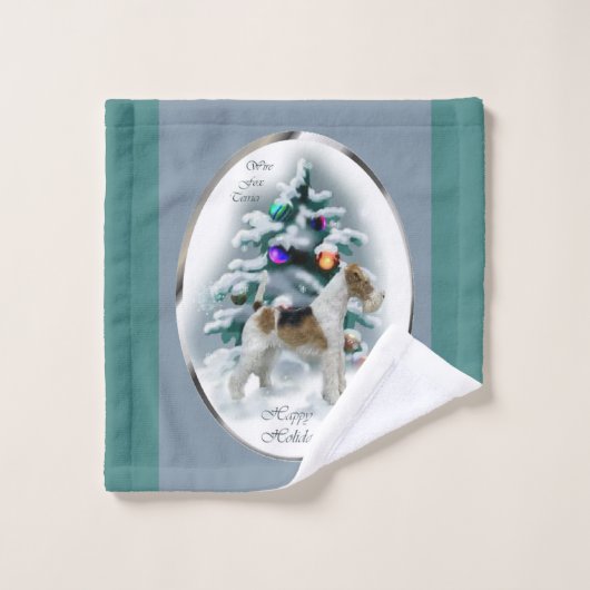 Wire Fox Terrier Kerstmis Bad Handdoek (Wasdoekje)