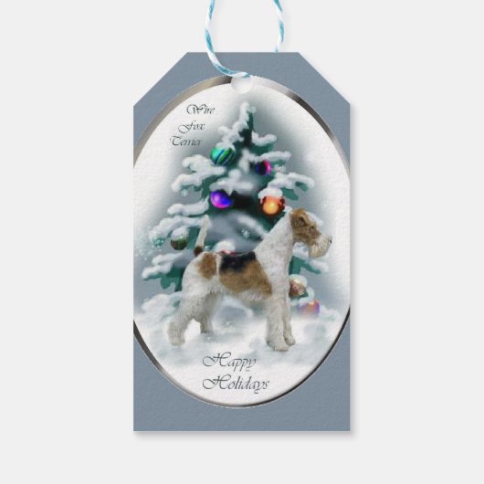 Wire Fox Terrier Kerstmis Cadeaulabel (Achterkant)