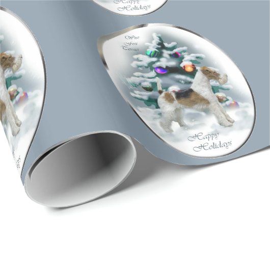 Wire Fox Terrier Kerstmis Cadeaupapier (Rol Hoek)