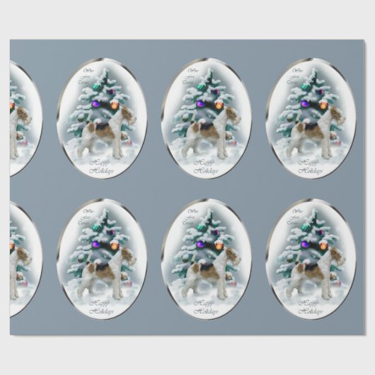 Wire Fox Terrier Kerstmis Cadeaupapier (Vlak)