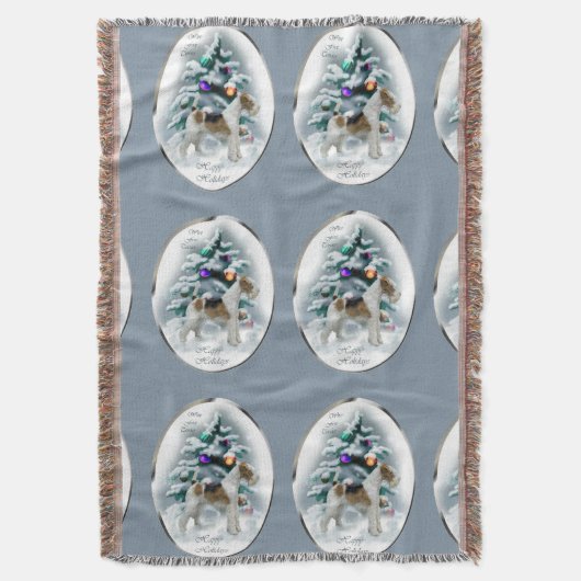 Wire Fox Terrier Kerstmis Deken (Voorkant Verticaal)