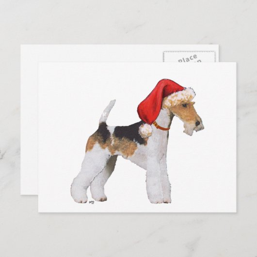 Wire Fox Terrier Kerstmis Feestdagenkaart (Voorkant / Achterkant)