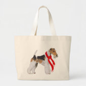 Wire Fox Terrier Kerstmis Grote Tote Bag (Voorkant)