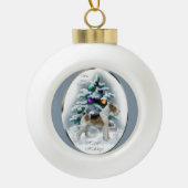 Wire Fox Terrier Kerstmis Keramische Bal Ornament (Voorkant)