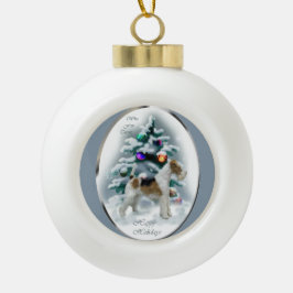 Wire Fox Terrier Kerstmis Keramische Bal Ornament