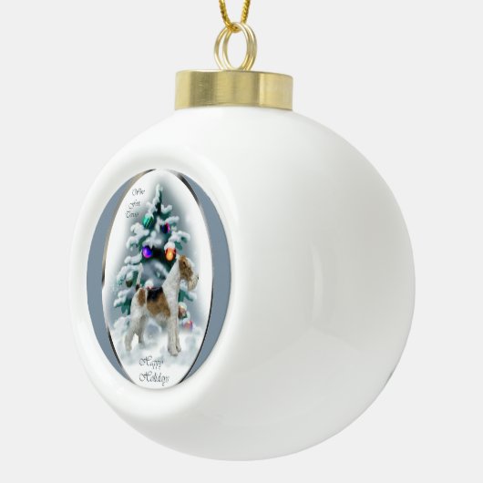 Wire Fox Terrier Kerstmis Keramische Bal Ornament (Rechts)