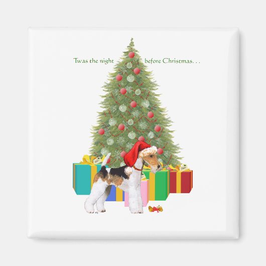 Wire Fox Terrier Kerstmis Magneet (Voorkant)