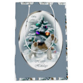 Wire Fox Terrier Kerstmis Medium Cadeauzakje (Voorkant)