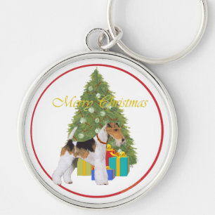 Wire Fox Terrier Kerstmis Sleutelhanger